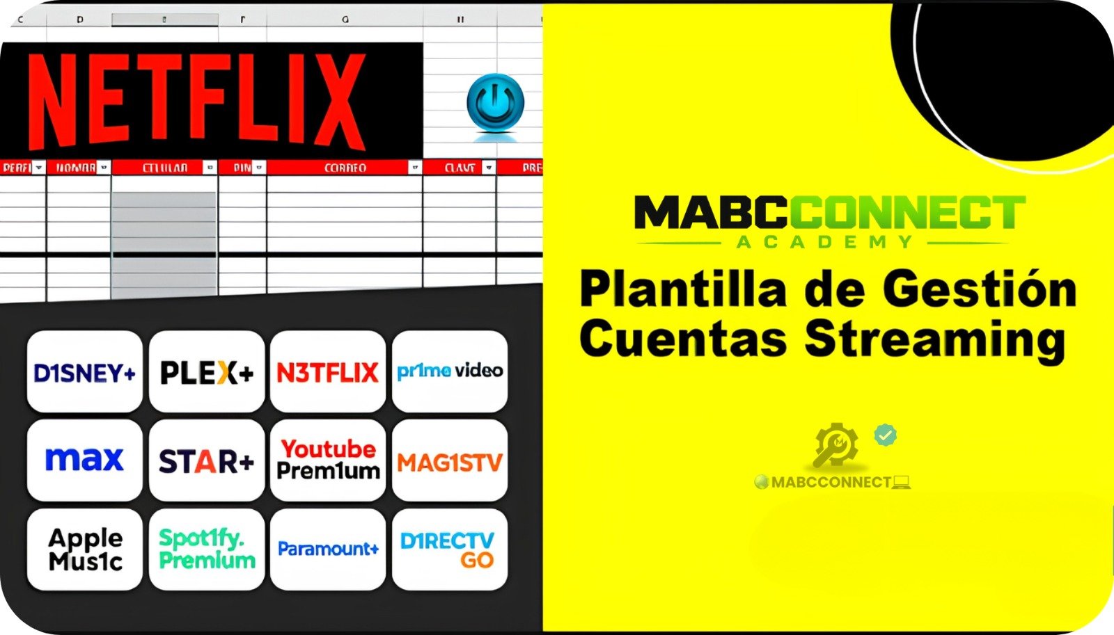 Plantilla Excel 2026 | Gestión Cuentas Streaming
